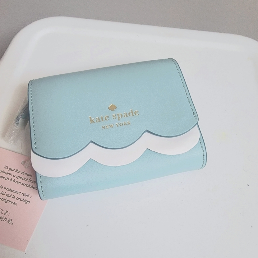Kate spade wallet scallop pattern blue mist